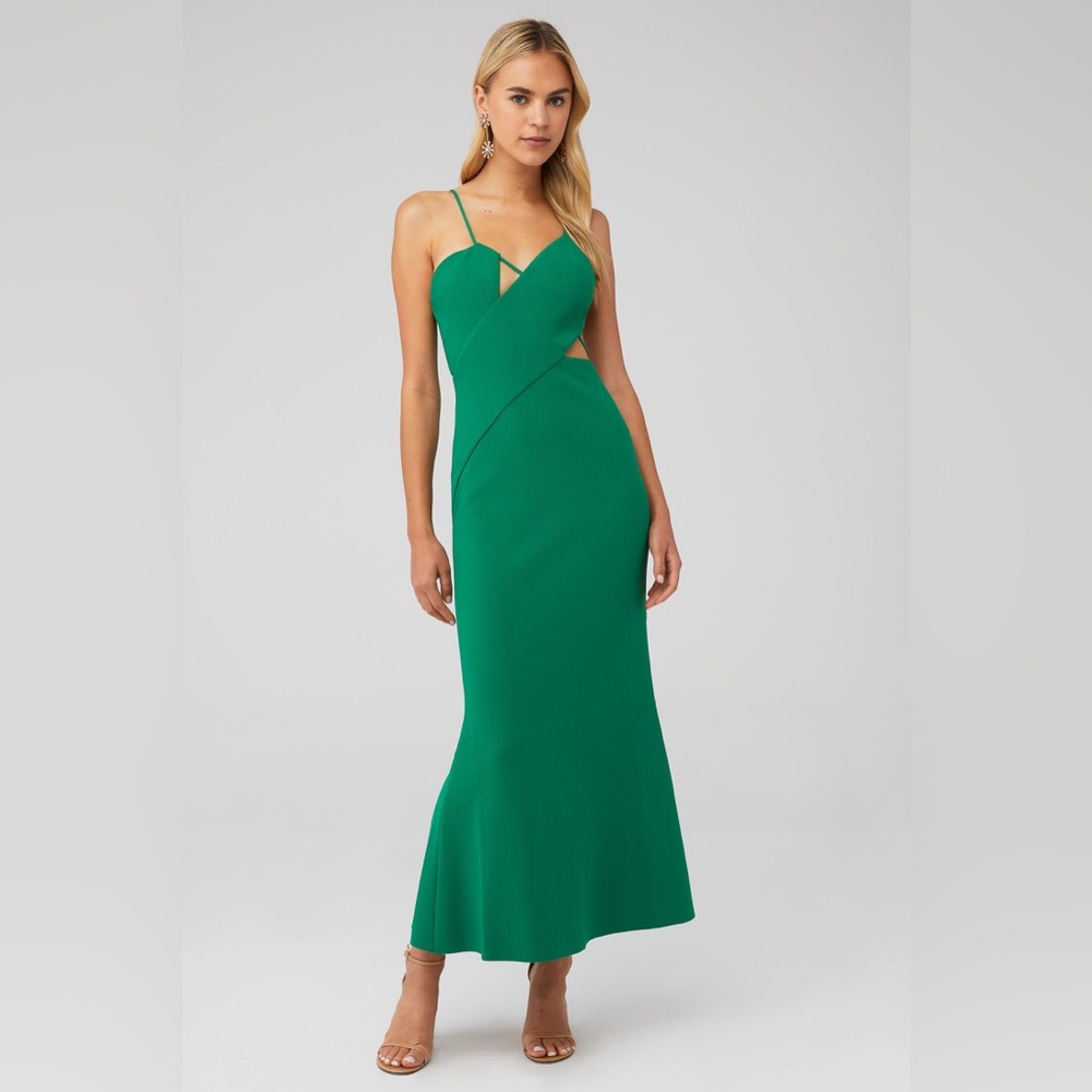 Significant Other Cut Out‎ Poet Asymmetrical Maxi Dress Green Womens Size 4
